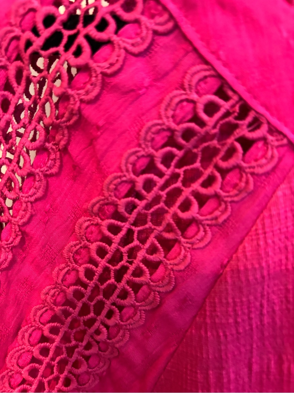 Skies Are Blue Fuchsia Crochet-Trim Peasant Blouse - Picture 3 of 5